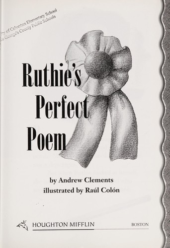 Ruthie's perfect poem book cover